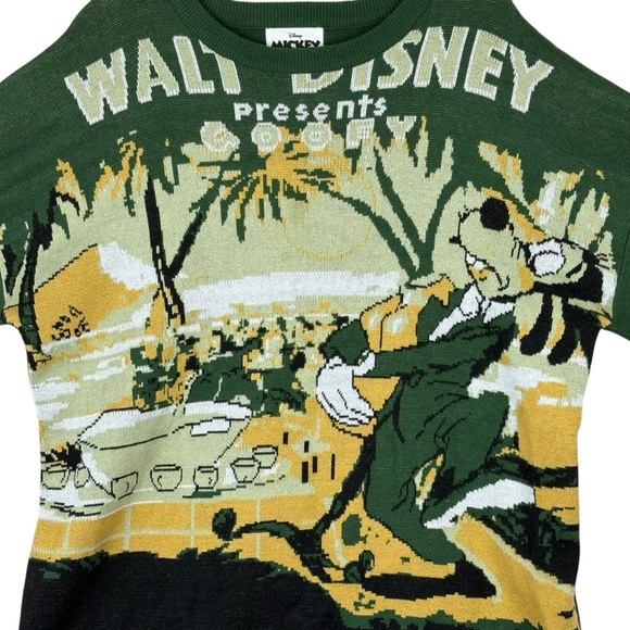 Disney Goofy Sweater Retro Knit Pullover Green Crewneck L Comfy Casual Chic - Picture 3 of 9